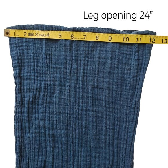 Lotus & Luna Wide Leg Cotton Pants in Color: Pacific Dark Teal Blue S - Picture 16 of 16